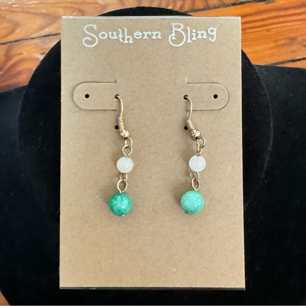 🧩 2/$20 Southern Bling Gold Beaded Drop Earrings NWT